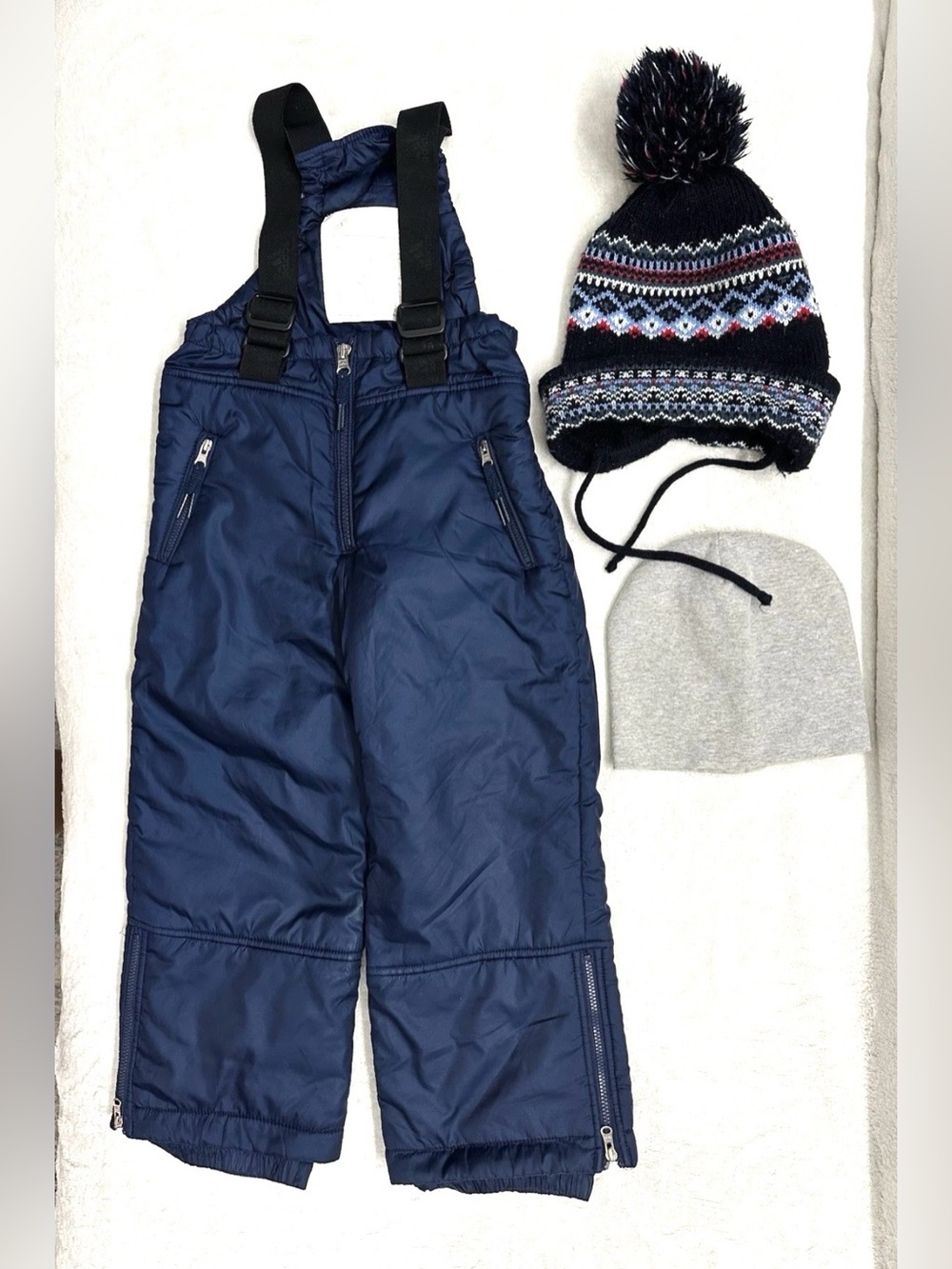 Adidas Kids Boys Snow Down Pants & Warm Hats Size 3-4T Excellent Condition